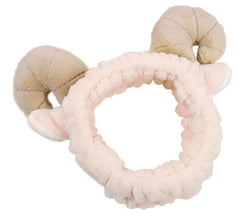 MOMISY Elastic Women's Lovely Hair Band Wash Face Spa Headband-Washable Facial Band Makeup Wrap Headbands Fits All Head Sizes (Sheep Horn Pink)