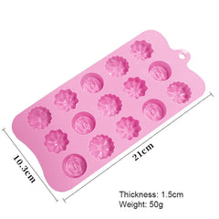 SYGA Silicone Rose & Candy Flowers Shape Chocolate Jelly Candy Mold, Cake Baking Mold, 15-Cavity Bakeware Mould, Pink