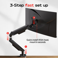 FULKUN Single Monitor Moun for 13 to 32 Inch Screens up to 22 lbs,Aluminum Ultrawide Screen Arm for Samsung Odyssey G9 and More, Fully Adjustable Monitor Stand for Desk, VESA 100x100mm (Black)