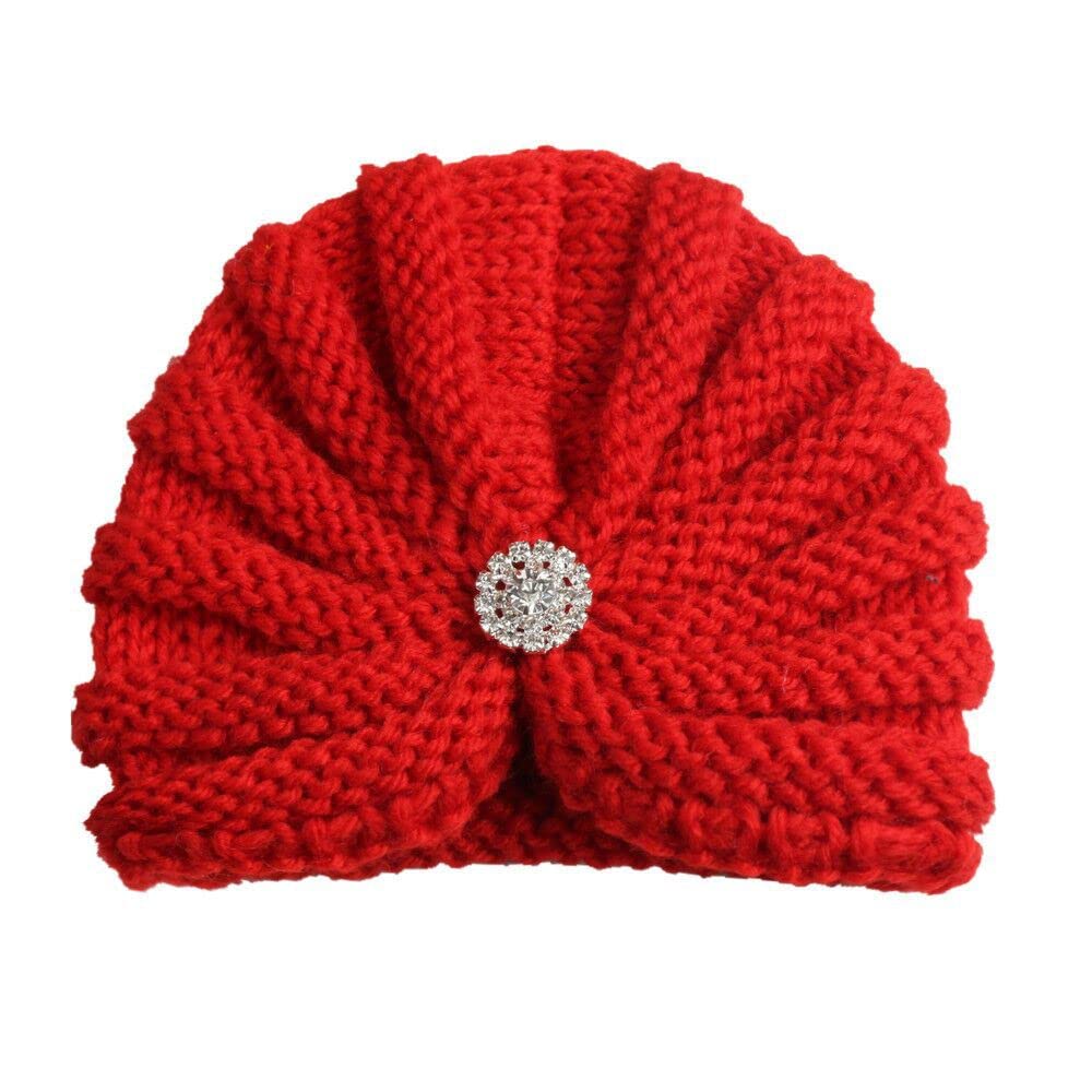 SYGA Baby Turban Winter Cap Handmade Woolen Warm Knit Infant Toddler Unisex Baby Hat 0-3 Years (Black)