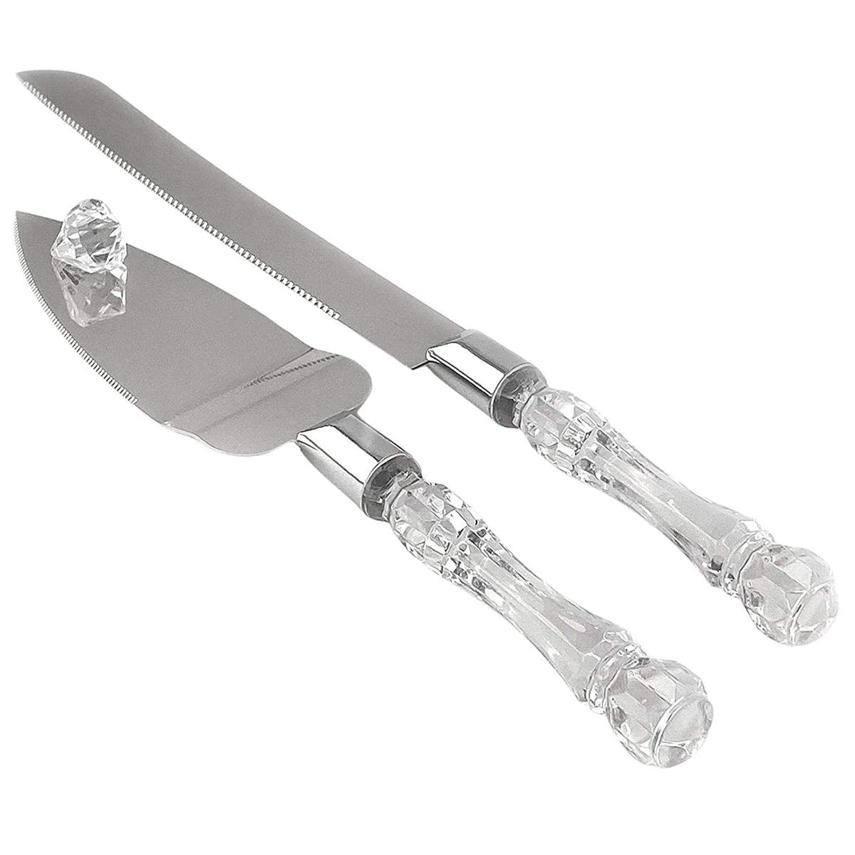 SYGA Stainless Steel Cake Knife and Cake Server Set with Acrylic Handle Slicer Pizza Shovel Knife Pie Server Hand Tool with Cutting Knife Decorating Tools Set of 2