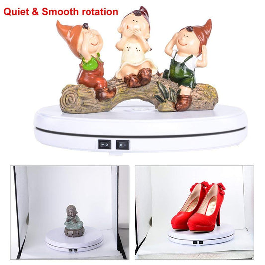 Syga Electric 360 Degree Automatic Motorized Mute Rotating Turntable for Photography Products Rotary 25CM Turn Table LED Lights Stereo Display Advertising Turntable Stand with 10KG Load Capacity