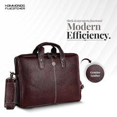 HAMMONDS FLYCATCHER Men Genuine Leather Office Bag - Laptop Bag - Padded Laptop Compartment, Fits 14 Inch Laptop - Adjustable Strap, 1 Year Warranty - Office, Travel, Daily Use - Brushwood, Brown