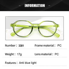 SYGA Anti-Blue Light Retro Flat Mirrors Cross-Border Glasses Suitable For 16+ boys&Girls Candy Color(Yellow)