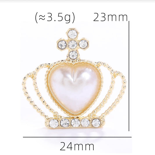 SYGA Pearl Alloy Pendant Crown DIY Fashion Rhinestone Zipper Head Handmade Jewelry Accessories for Necklace, Bracelet (Crystal Purple)
