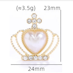 SYGA Pearl Alloy Pendant Crown DIY Fashion Rhinestone Zipper Head Handmade Jewelry Accessories for Necklace, Bracelet (Crystal Purple)