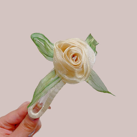 MOMISY Hair Clips for Styling, Camellia Fabric Pins for Women and Girls, Colorful (Beige, Free)