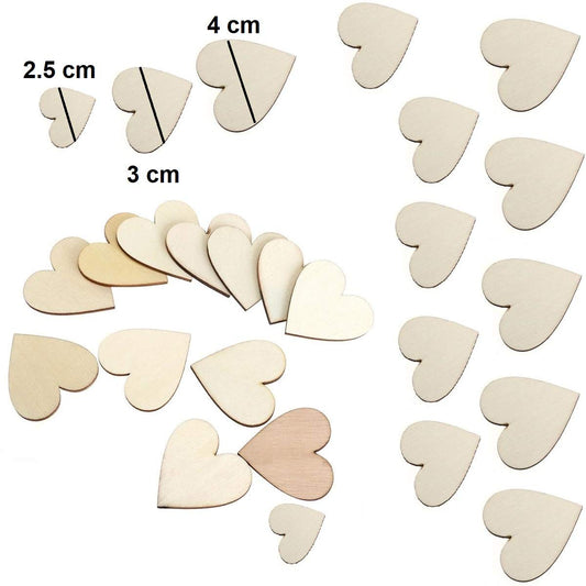 SYGA Small Pack of 60 Wooden Hearts for Scrapbook Decoration and Art & Craft