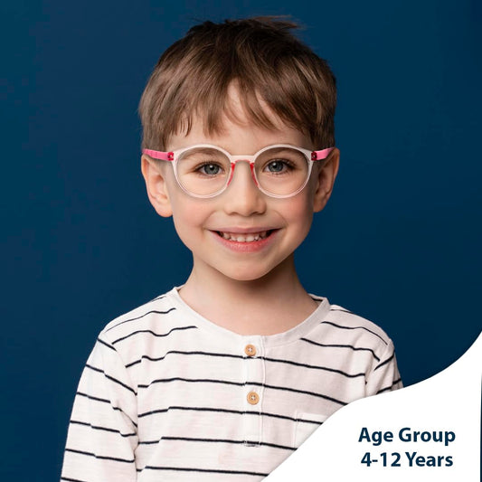 SYGA Children's Anti-Blue Light Glasses Lightweight Round Flat Glasses Frames For 4-12 Years old Kids (Black frame black legs)
