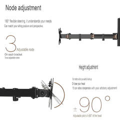 SYGA Monitor Stand Arm Desk Mount Fully Height Adjustable Bracket with C-Clamp & Gronment 180 Tilt Rotation Suitable for 13 to 30 Inch TV and Monitor Screen - Dual Screen Stand