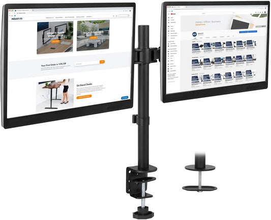 Gitru Dual Monitor Desk Mount, Free Stand for 2 Screens 14-27 Inch, VESA 75x75mm, 100x100mm, C Clamp Type (Dual(2) Monitor Clamp)
