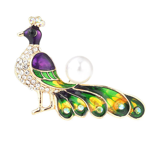 SYGA Brooch Peacock Pin Fashion Crystal Rhinestone Jewellery Pin Vintage Accessories Decoration Clothing Bouquet Brooches for Bridal Women Girl (Peacock)
