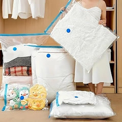 Vacuum Storage Bags for Clothes, Blankets, Comforters, Jackets – 5-Pack Space Saver Compression Bags with Hand Pump – Airtight Resealable Bags for Travel & Home Storage