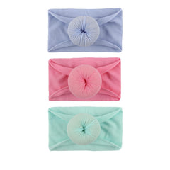 SYGA Pack Of 2 Baby Headbands Soft Cotton Strechable Turban Hairbands For Newborn Infant Toddlers Kids 0-3 Years (Pink-Grey)