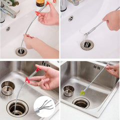SYGA Drain Sink Snake Clog Cleaning Accessories, Spring Pipe Cleaner Hooks, Multifunctional Stick Cleaning Claw, Sewer Dredging Hair Purifier Extraction Tool for Kitchen, Bathtub,Shower and Sink-150cm