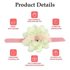 Momisy Baby Girl Headbands, Floral Hair Accessories with Lace Flowers, Pink White Yellow, Set of 3