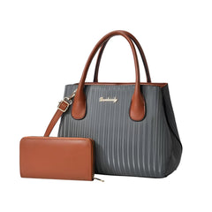 SYGA Pack of 2 Women's Handbag and Clutch Set Stylish Contrast Color Shoulder & Messenger Bag | Elegant Macaron Stitching Design