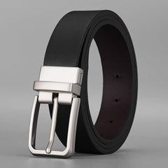 SYGA Men's PU Leather Belt, Casual Plain Pattern,122 cm Length, 3.3 cm Width (Black + Coffee)