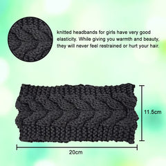 Momisy Knitted Winter Twist Woolen Warm Headband Cold Weather Hair Accessories Head Wrap Winter Designer Headbands for Women & Men- Black