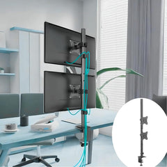 UNIQ Mounts™ Dual Vertical Monitor Arm for 13–32", Desk Mount with 8kg Load Per Arm, 180° Swivel, 360° Rotation, ±15° Tilt, Full Motion Adjustable VESA 75/100 Monitor Holder