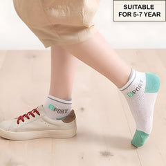 MOMISY 5 Pairs Girl Boys Tube Socks Toddlers Infant Solid Color Boat Spring and Autumn Socks Stretch Baby kids Sock (IN, Age, 5 Years, 7 Years, Sports)