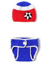 MOMISY Newborn Photography Props Baby Girl Boys Photo Props for Infant Hand Crocheted Shorts and Cap-Blue Red