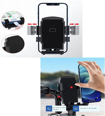 MOMISY Mobile Holder for Bike, Scooty, Motorcycle, Activa Metal Mirror Bar Mobile Phone Holder/Hook/Clamp/Stand/Mount 360° Rotatable Mobile Stand Mirror Mount