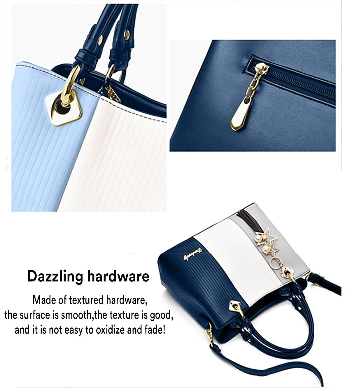 SYGA Handbags for Women with Multiple Internal Pockets in Pretty Color Combination, Women's Satchel Handbag(NAVY BLUE)