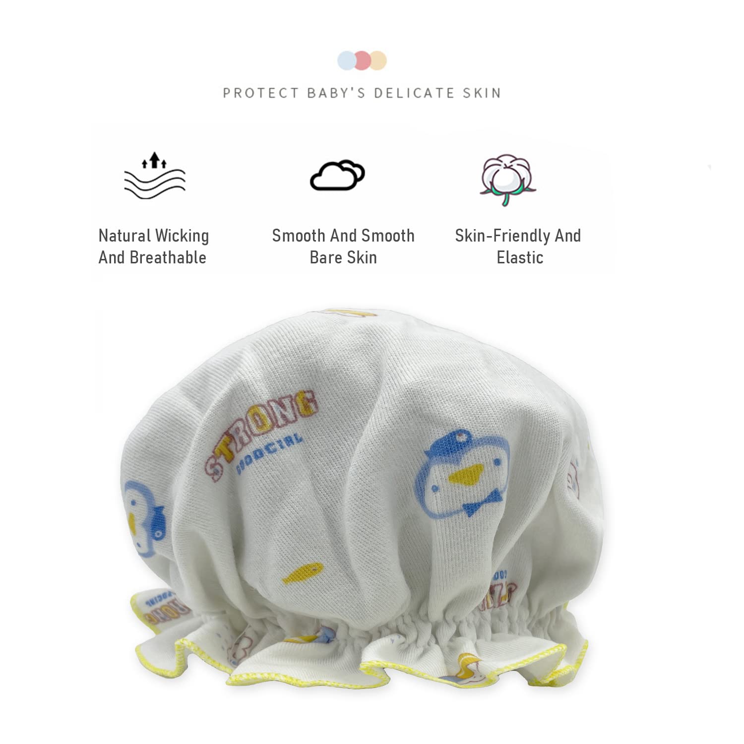 SYGA Newborn Adjustable Cotton Layer Hats Soft Comfort Baby Toddler Print Infant Hat for 0-6 Months 15 X 14 CM (Single Layer Light Blue)