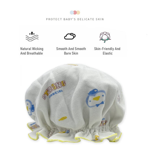 SYGA Newborn Adjustable Cotton Layer Hats Soft Comfort Baby Toddler Print Infant Hat for 0-6 Months 15 X 14 CM (Single Layer Light Blue)