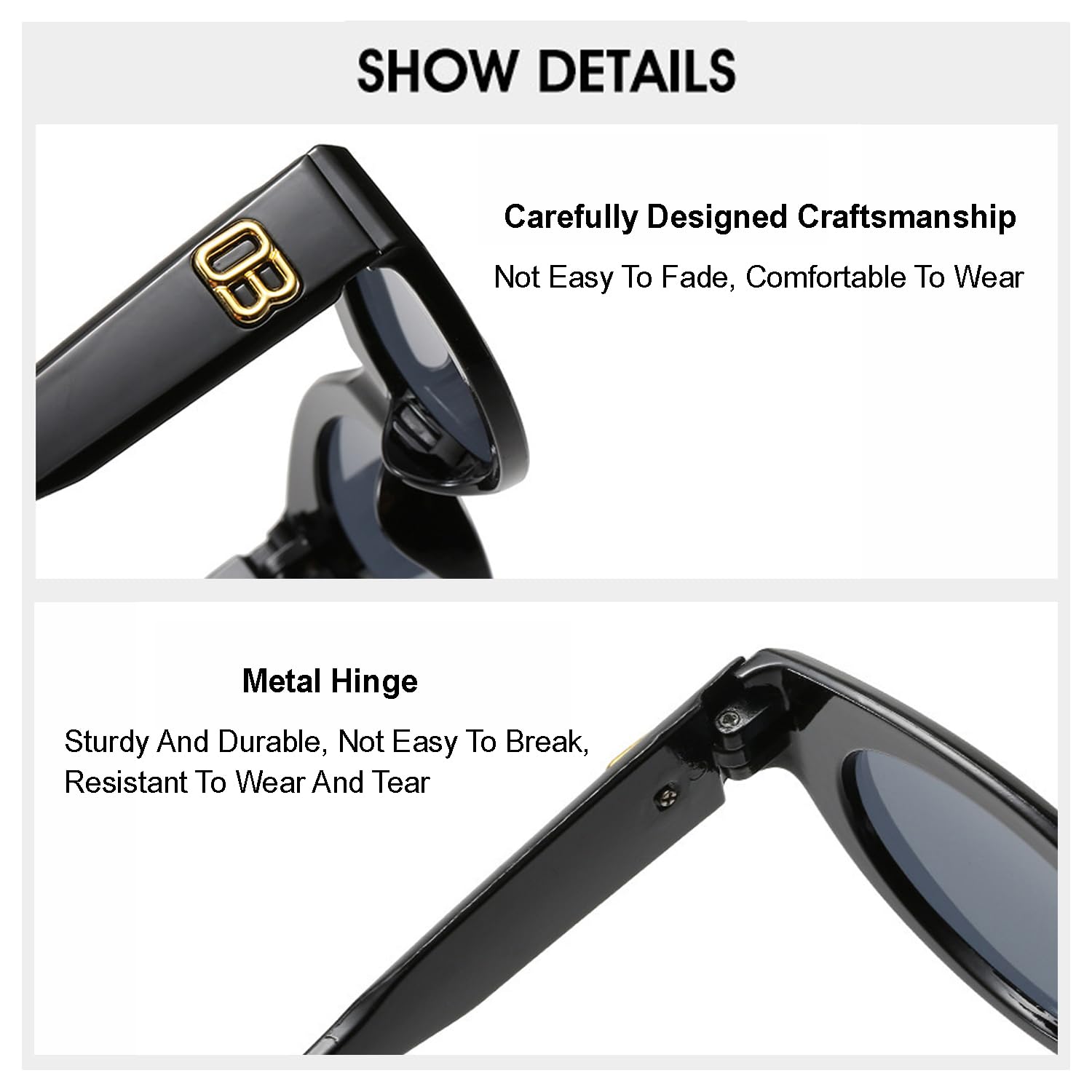 SYGA Style Retro Cat-Eye Sunglasses For Women, High-End Sense Ins Concave Shape Sunglasses (Black)