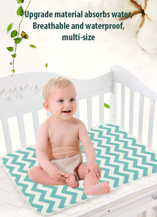 SYGA Baby 1 Piece Large Waterproof Bed Protector Dry Sheet,Washable Reusable Bed Protector_Cyan Waves