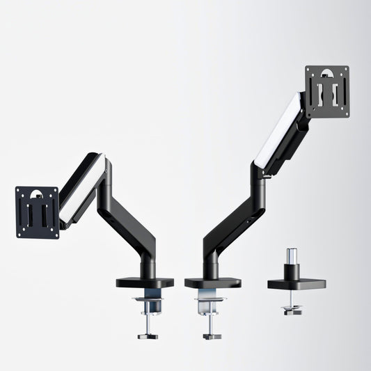 Flowlyf Premium Gas Spring Monitor Arm | 17-32" Screen Monitor VESA Mount |Gorgeous Black & White Color Combo| Height Adjustability | 360 Degree Rotation | 10kg Weight Capacity | 2 Way Wire Manager