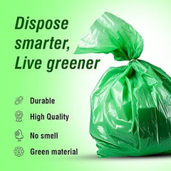 Beco Eco-Friendly Garbage Bags | 45 Pcs | Large- 24 x 32 Inches | 15 Bags x 3 Rolls | Green | Dustbin/Trash Bags with Detachable Drawstrings | For Dry & Wet waste