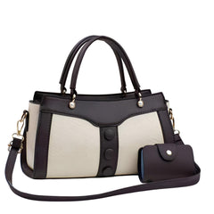 SYGA Women's Handbag and Wallet Set Stylish Shoulder Bag with Contrast Color Stitching, Zipper Buckle Closure Daily Use Fashion Purse