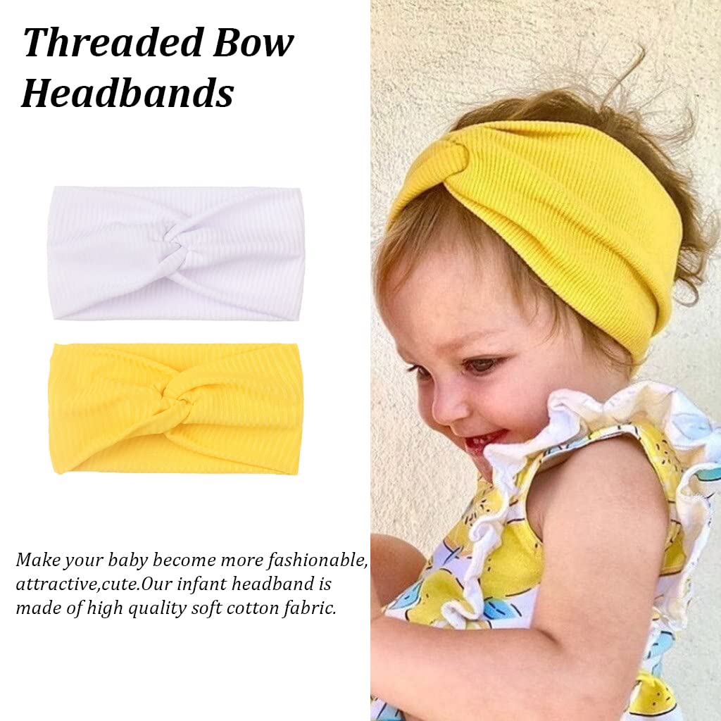 SYGA Pack of 2 Baby Headband Threaded Soft Strechable Hairbands Newborn For Infant Toddlers Kids 0-3 Year(Pink-Green)