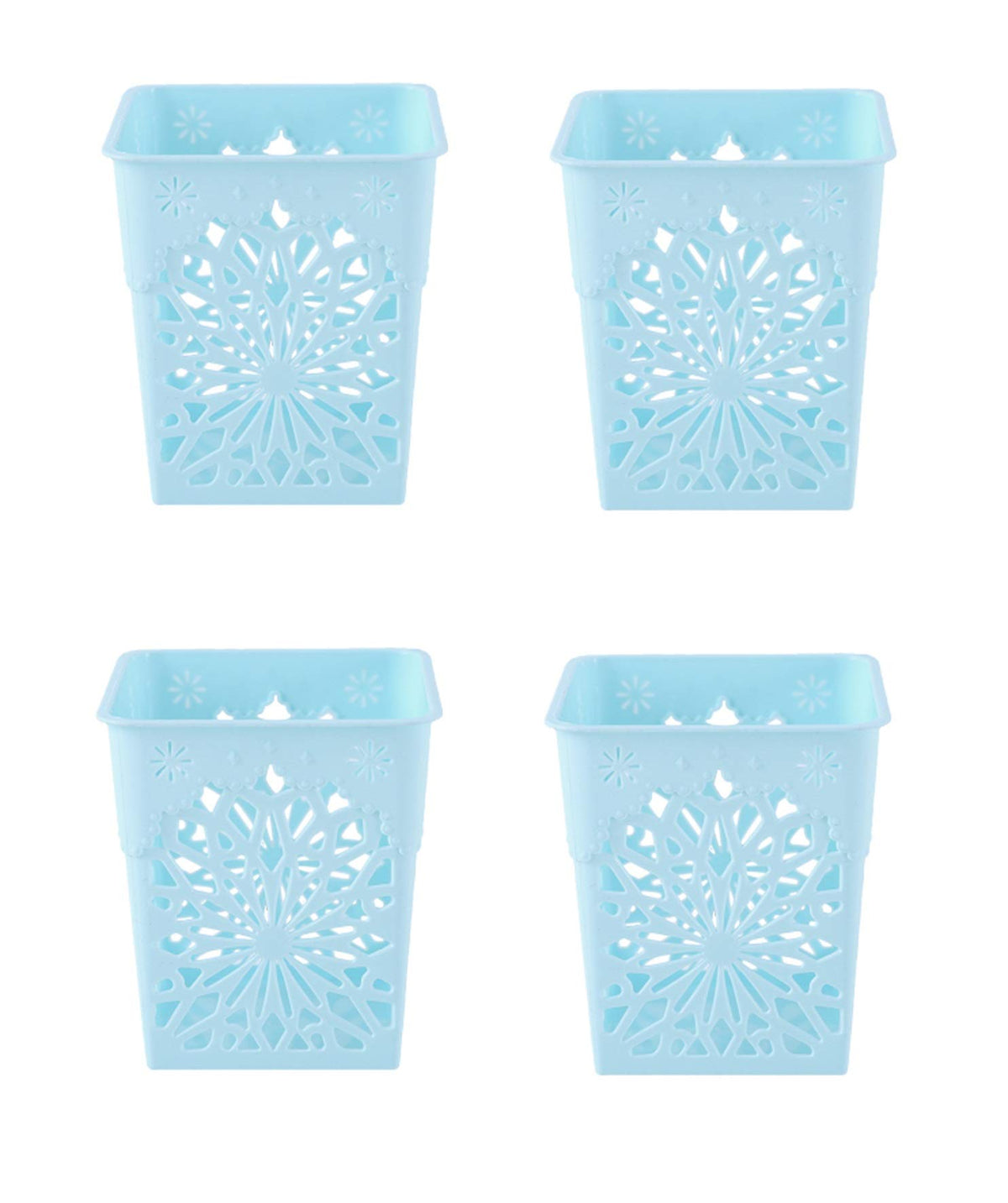 SYGA 4 Pieces Plastic Square Shape Storage Pen Holder_Blue