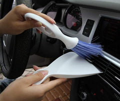 Syga Plastic Auto Car Cleaning Brush Broom with Dustpan Dashboard Outlet Vent Set Keyboard Cleaner Tools, Small, Blue and White