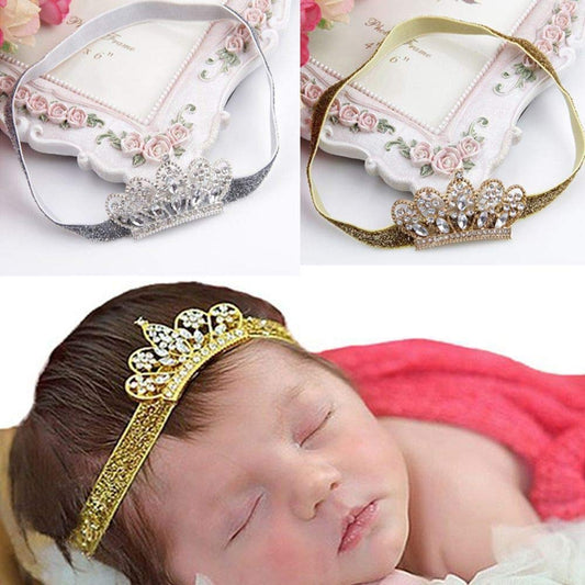SYGA 1 Piece Baby Girls Headdress Crystal Crown Children's Hair Band Popular Hair Accessories (Black)