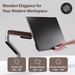 White Mulberry |DIY| Woodcraft - Premium Wooden Arm | Desk Mounted Monitor arm 15-32 Inch Monitor|9Kg Screen Capacity|Spring Assisted Premium Wooden Metal Desk Mount-(Single Screen)