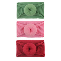 SYGA Pack Of 2 Baby Headbands Soft Cotton Strechable Turban Hairbands For Newborn Infant Toddlers Kids 0-3 Years (Pink-Grey)