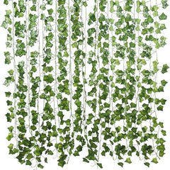 Go Hooked Artificial Hanging Creeper for Home Décor (Pack of 8, 6 Ft) | Money Plant Leaf Garland with 30 Leaves Each | Plastic Decorative Creeper for Balcony, Walls, Garden Decoration