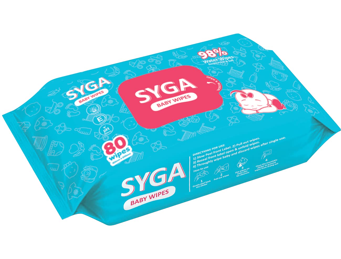 SYGA Baby Wet Wipes With Lid Soft Cleaning Baby Wipes Aloe Vera With Vitamin-E For Your Toddlers, Infant, Child, Baby, Elder, Adult-80 Wipes, 15cm x 20cm, Pack of 1