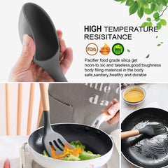 Syga Silicone Kitchen Spoon Utensil Set, 11 Piece (Grey)