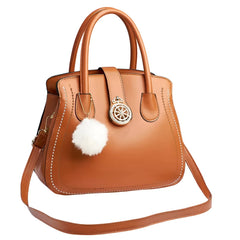 SYGA Women's Oval Handbag Stylish Shoulder Bag with Decorative Pendant & Zipper Closure