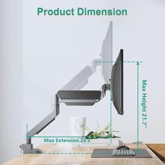 Jin Office Premium Heavy Duty Gas Spring Monitor Stand | 13-46" Monitor Support | Height Adjustable | VESA Compliant Upto 100 * 100mm | 1 Year Warranty | Metallic Finish | 18KG Weight Capacity