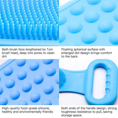 Momisy Silicone Body Back Scrubber, Double Side Bathing Brush for Skin Deep Cleaning Massage, Dead Skin Removal Exfoliating Belt for Shower, Lathers Well for Men & Women (Assorted colour)-Set of 2