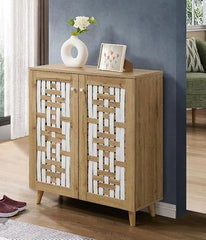 DeckUp Lyra Engineered Wood 2-Door Shoe Rack (Wotan Oak & White, Matte Finish)