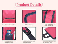 SYGA Outdoor Travel Foldable Backpack Waterproof Backpack With Mini Bag Stay-Clean Backpack for Camping, Hiking, Travelling, Outdoor Activities(Rose Pink)