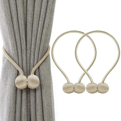 Syga 2Pcs Curtain Tiebacks 46cm Curtain Clip Rope Holdbacks Classy Decorative Pearl Holder Buckles for Home Hotel Window Draperies Rope Ties Office Living Bedroom Decoration- Pack of 2, Beige